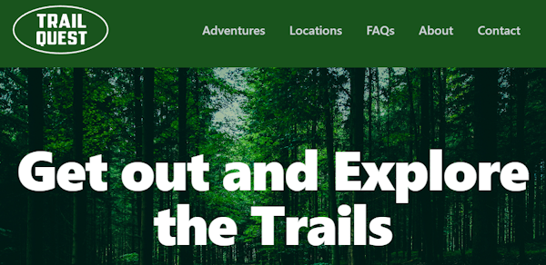 screenshot of a fake business's navigation and hero section